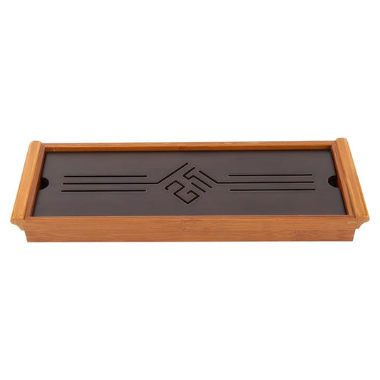 Tea Tray Drainage Type Cup Plate Traditional Chinese Serving Tray Kung Fu Tea Accessory 14.96 x 5.28 x 1.49inch