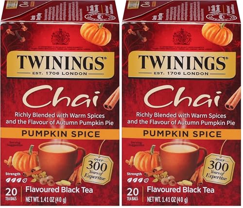 Twinings of London Pumpkin Spice Chai Tea Bags, 20 Count (Pack of 2)