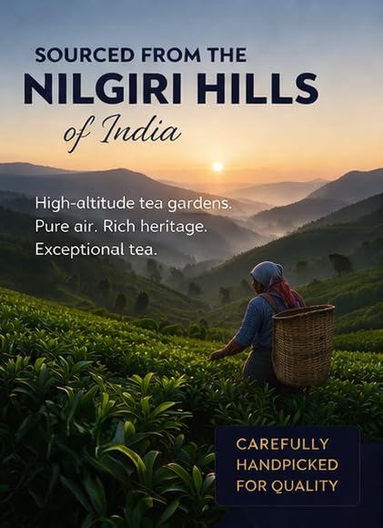 TAZKIA Nilgiri Black Tea (Loose Leaf) – Ginger | Smooth, Non-Bitter Indian Tea | Daily Wellness Teas for Energy, Refresh & Relaxation | 100 Cups Total