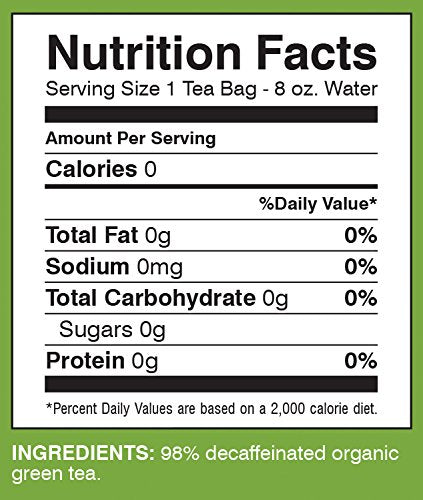 Davidson's Organics, Decaffeinated Green, 25-count Tea Bags, Pack of 6
