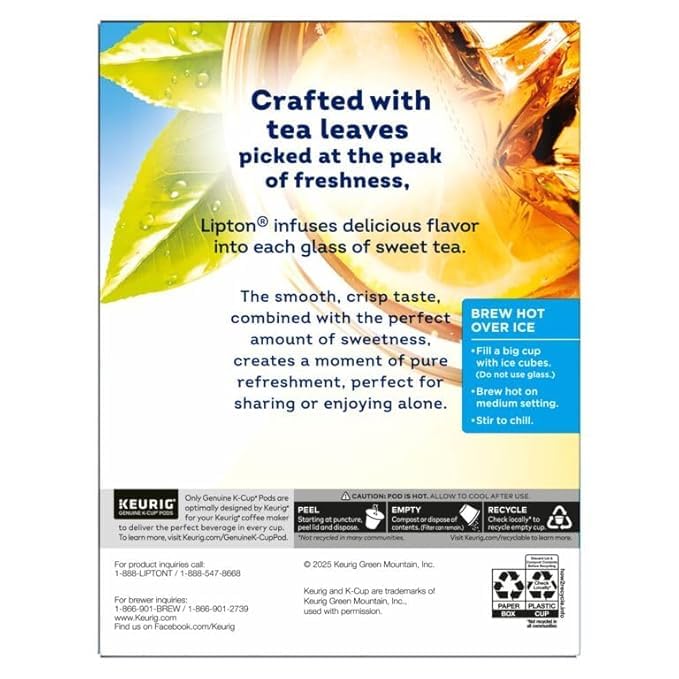 Lipton Southern Sweet Black Tea K-Cup Pods, 24 Count for Keurig