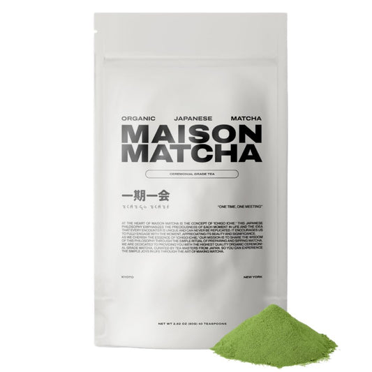 MAISON MATCHA Organic Ceremonial Grade Matcha Green Tea Powder – Authentic Japanese First Harvest, Sugar Free, For Traditional Tea &amp; Everyday Matcha Latte Powder (80g, 2.82oz Abundance Pouch)
