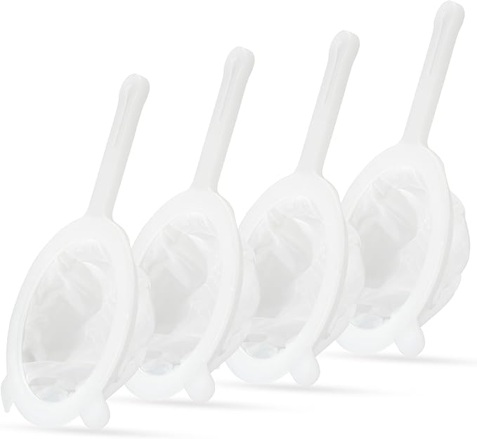 Premium Multi-Mesh Strainer Set, 4 Pack - 100/200/300/400 Mesh, Nylon & Plastic Fine Mesh Sieve for Tea, Coffe, Nut Milk, Juice, Broth, Smoothies