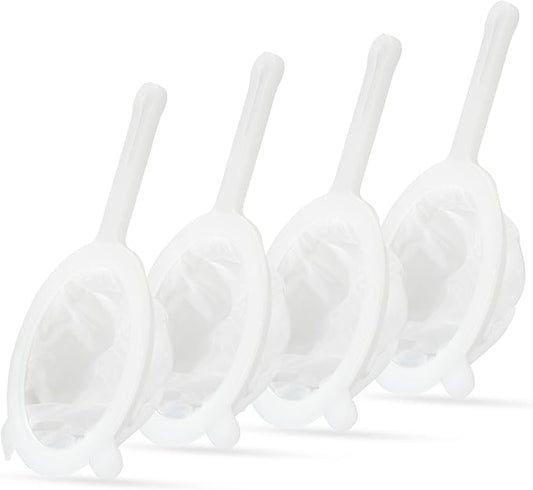 Premium Multi-Mesh Strainer Set, 4 Pack - 100/200/300/400 Mesh, Nylon & Plastic Fine Mesh Sieve for Tea, Coffe, Nut Milk, Juice, Broth, Smoothies