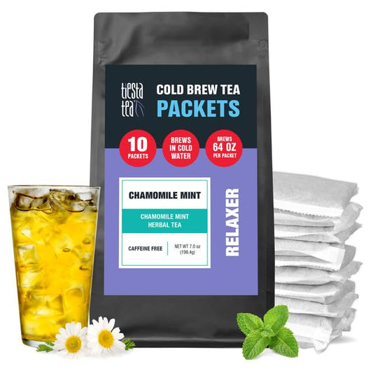 Tiesta Tea - Chamomile Mint Cold Brew, Loose Leaf, Premium Blend, Non-Caffeinated Iced Tea, 10 Cold Brew Packets, Makes One 64oz Pitcher