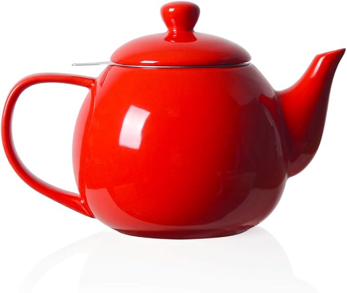 Sweejar Porcelain Teapot with Removable Stainless Steel Infuser,Microwave & Dishwasher Safe Tea Pots