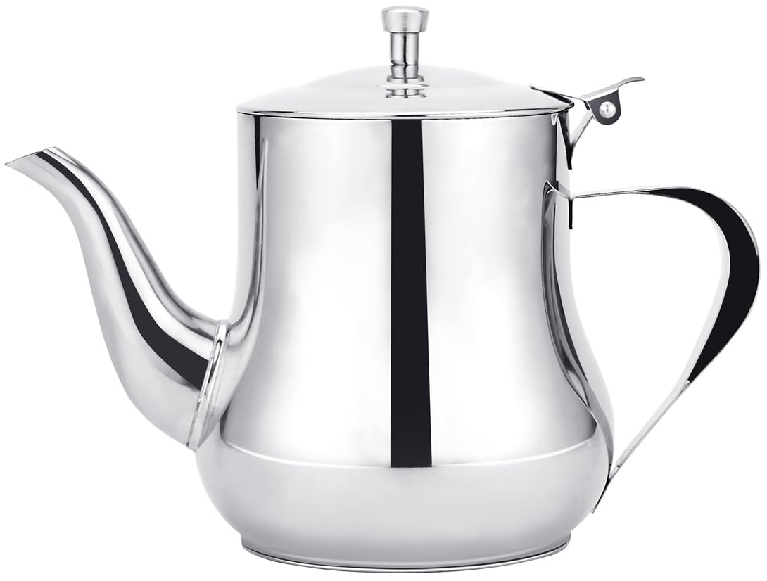 SANQIAHOME Small 570ml (20 oz) Stainless Steel Teapot, Mirror Polish