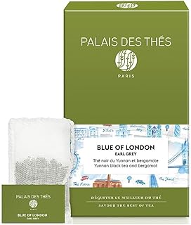 Palais des Thés - Blue of London - Earl Grey Black Tea, Bergamot & Cornflower - Premium Tea Bags, Serves 20 Cups