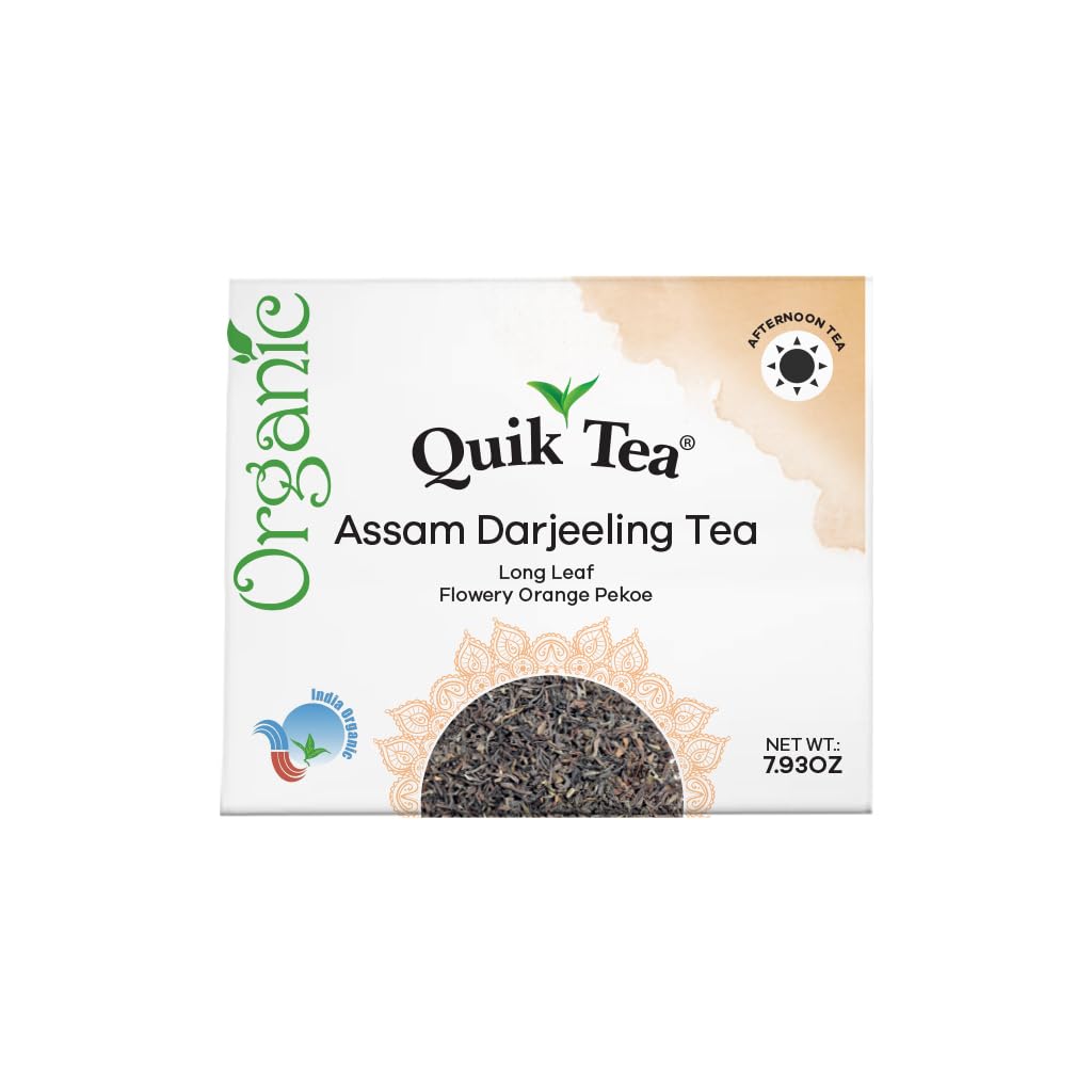 QuikTea Organic Assam Darjeeling Long Leaf Tea, 7.93 oz | From the Himalayan Hills, All-Natural, Certified Organic, Preservative-Free, Non-GMO, Gluten Free