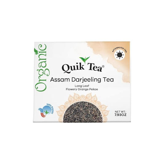 QuikTea Premium Organic Assam & Darjeeling – Antioxidant Rich And Bold Himalayan Black Tea With Delicate Floral Notes – 225g Of Uplifting Wellness
