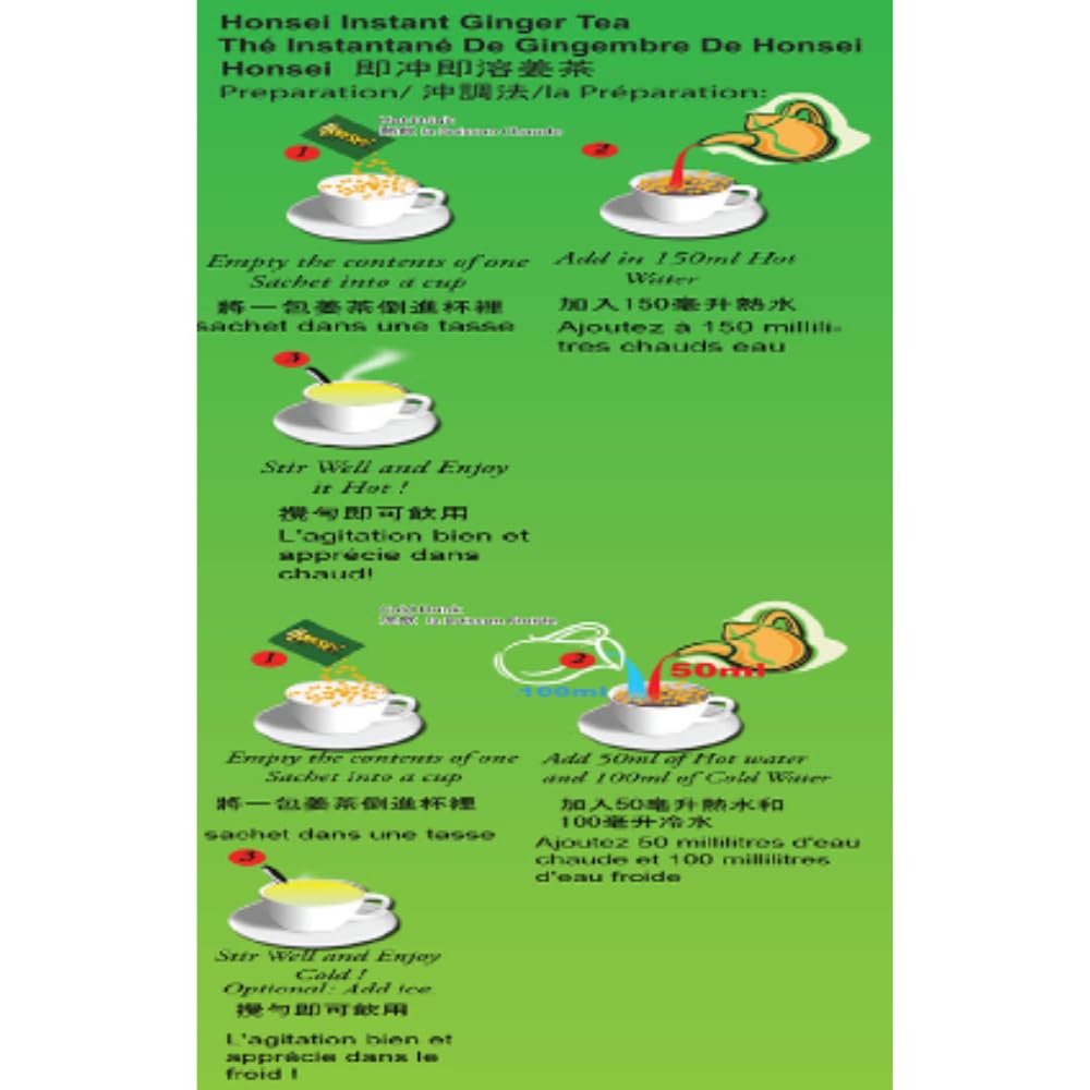 Honsei Ginger Honey, Mint, and Lemon Tea Set, 20 Sachets Each Flavor