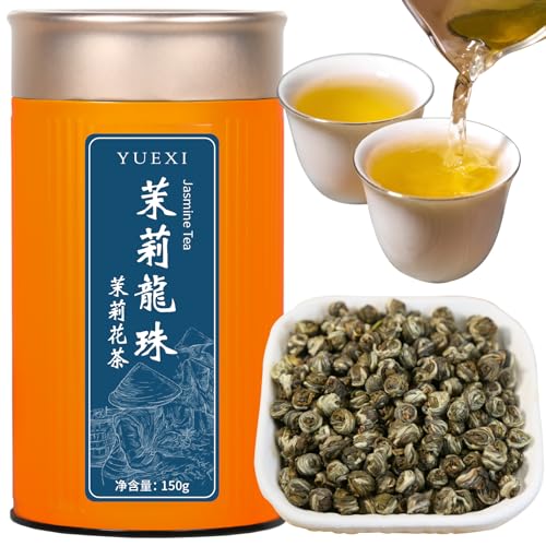 Yuexi Jasmine Green Tea Jasmine Dragon Pearls Tea Loose Leaf Chinese Green Tea Sweet Aroma 茉莉花茶 特级 茉莉龙珠 绿茶 花茶 5.3oz/150g