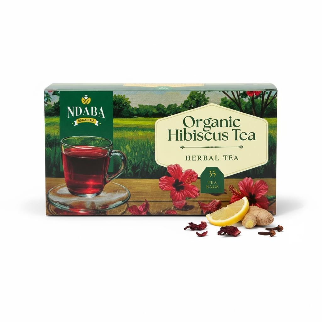 Organic Herbal Tea Bags, 35 count - Mix of Dried Hibiscus, Lemon, Ginger and Cloves herbal Tea Bags - Sugar Free - Caffeine Free - USDA Certified Organic Herbal Tea Mix