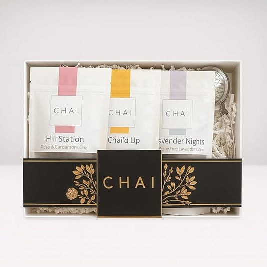 A Chai for Every Mood: Premium Organic Chai Tea Gift Set – 3 Inspired Loose Leaf Spiced Tea Blends + Stainless Steel Infuser – Wellness Gift Box