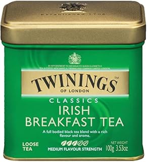 Twinings Irish Breakfast Loose Tea, 3.53 Ounce Tin (Pack of 1), Smooth, Flavourful, Robust Black Tea Leaves, Caffeinated, Enjoy Hot or Iced