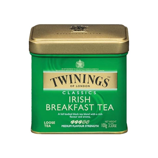 Twinings Irish Breakfast Loose Tea, 3.53 Ounce Tin (Pack of 1), Smooth, Flavourful, Robust Black Tea Leaves, Caffeinated, Enjoy Hot or Iced