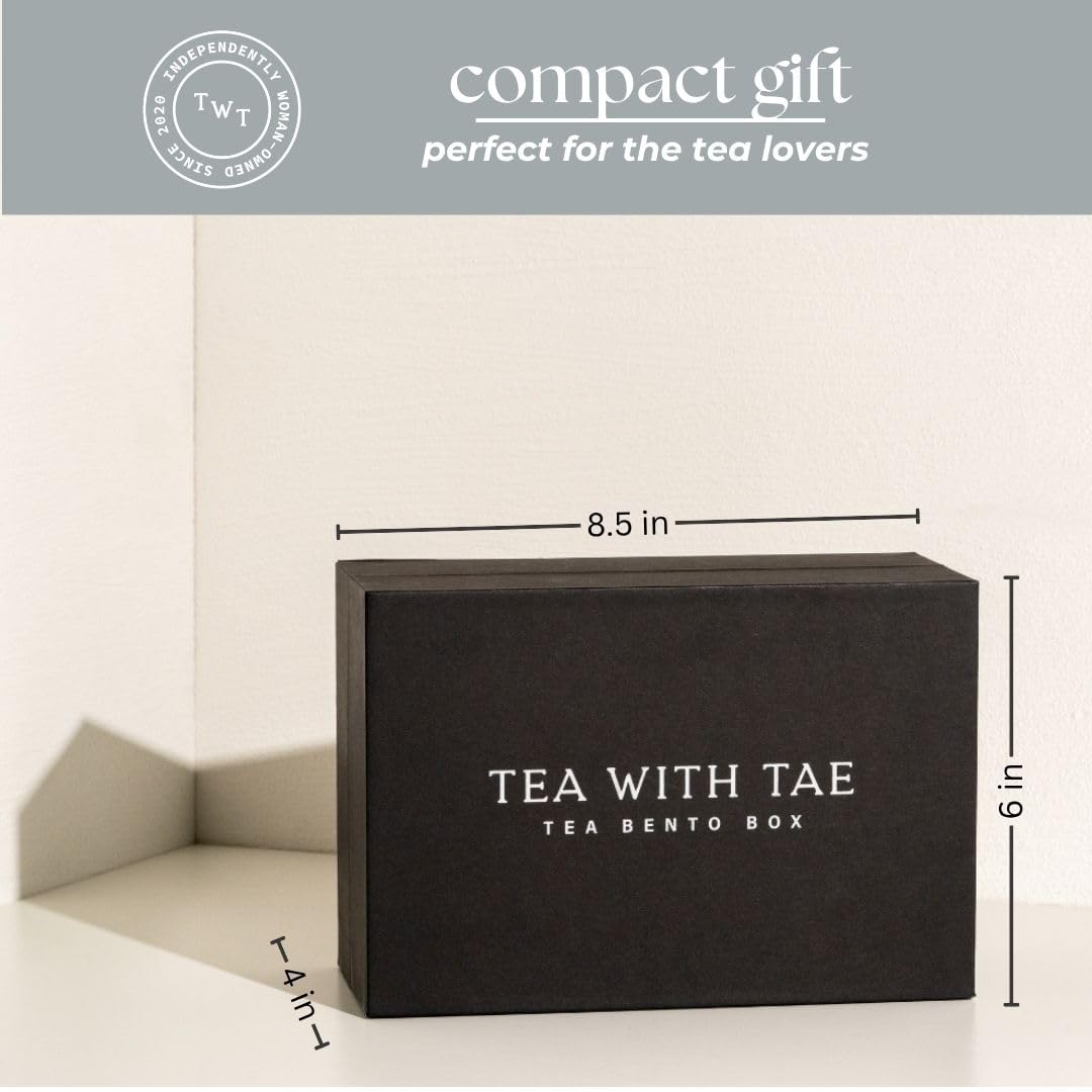 Tea Bento Box® by Tea with Tae - Luxury Tea Gift Box for all occasions - 6 Premium Blends, 30 Biodegradable, Plant-Based Pyramid Bags (90 Cups) - Eco-Friendly Gift