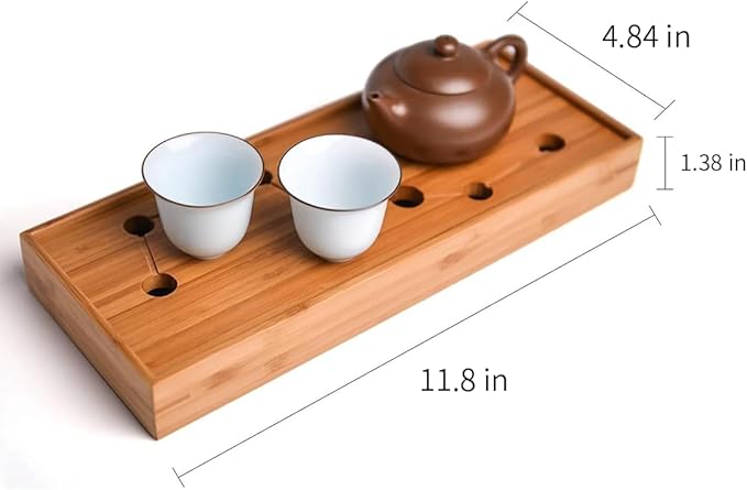 Seven Stars Bamboo Tea Tray 11.8x4.84x1.38in Gongfu Tea Tray Chinese Tea Set Japanese/Chinese Gongfu Tea Table Home Furnishing Serving Water Storage