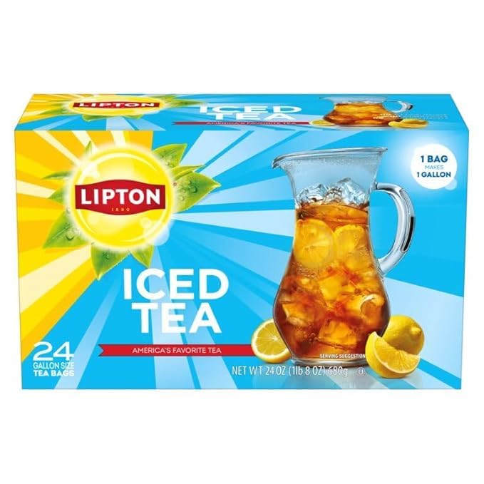 Lipton Unsweetened Iced Tea Bags, Gallon-Sized Zero Calories, 48 Total Tea Bags (24ct - Pack of 2)