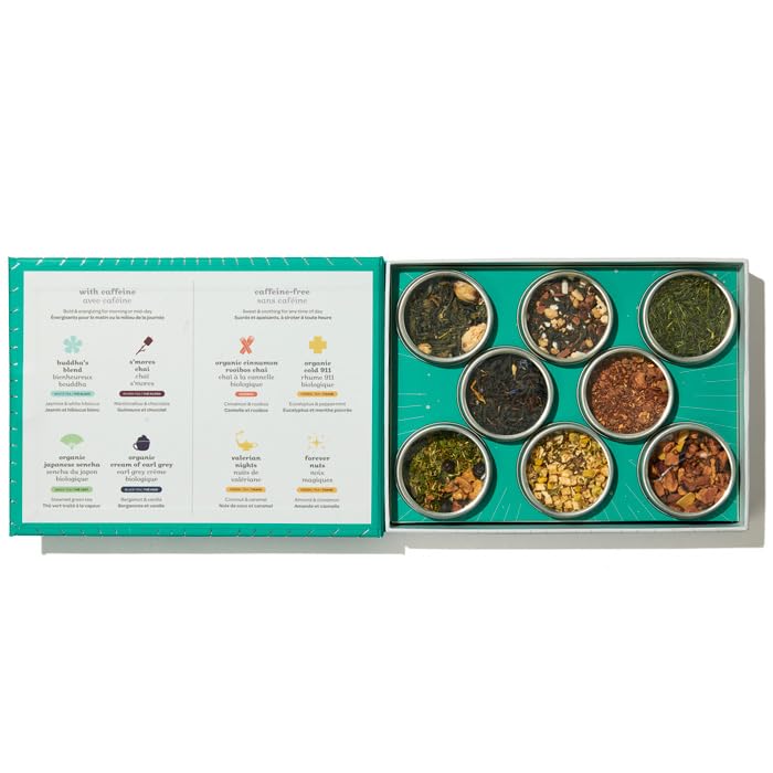 DAVIDsTEA Only the Best 8-Tea Loose Leaf Sampler – 48 Servings in 8 Premium Tins | Tea Gift Set Featuring Buddha’s Blend, S’mores Chai, Cream of Earl Grey & More
