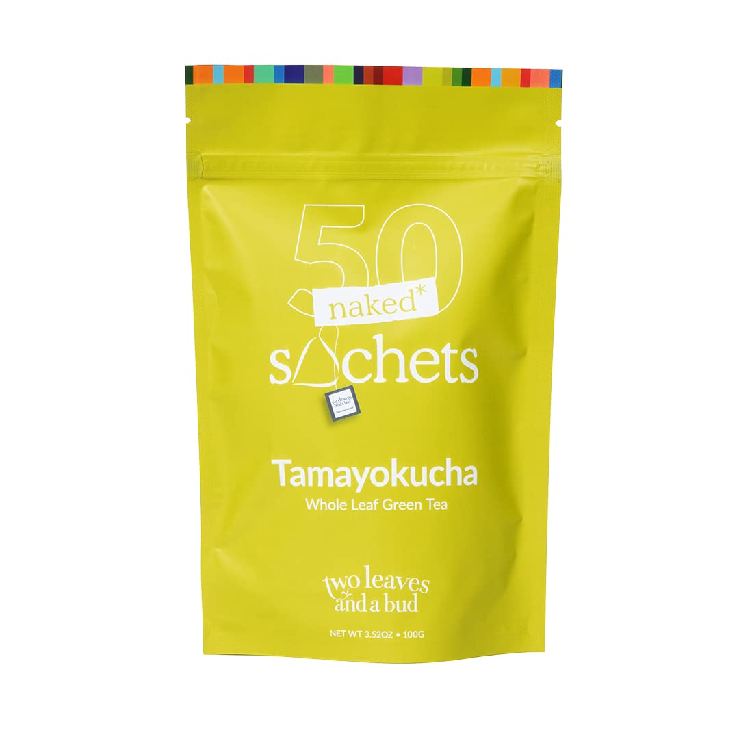 Two Leaves and a Bud Organic Tamayokucha Green Tea Bags, Whole Leaf Green Tea in Compostable Sachets, Japanese Green Tea, Light Flavor, 50 Count (Pack of 1)
