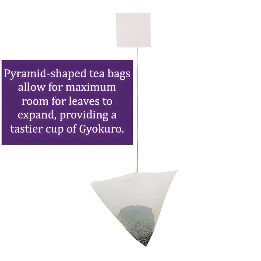 [Den's Tea] Pyramid Teabags, Authentic Japanese Green Tea from Shizuoka, Japan (Pack of 12) (Gyokuro)