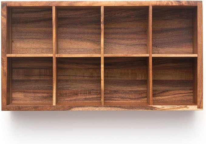 Ironwood Cornwall Tea Box, 8 Compartment Tea Organizer, Acacia Wood