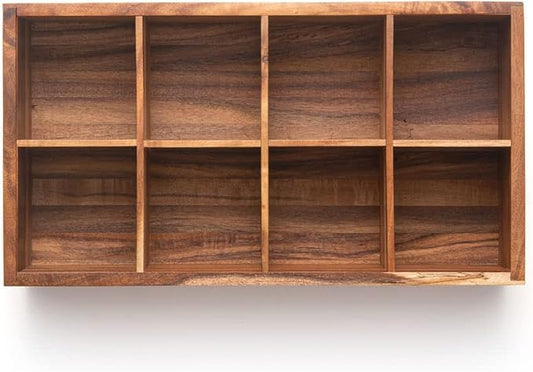 Ironwood Cornwall Tea Box, 8 Compartment Tea Organizer, Acacia Wood