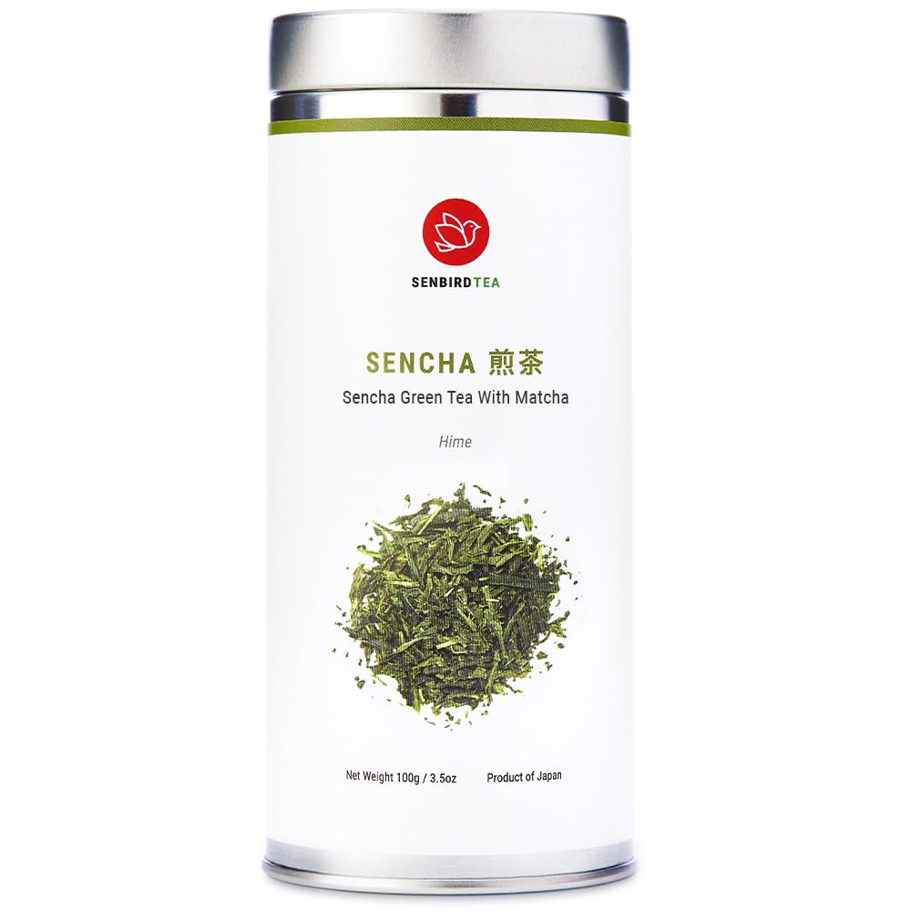 Senbird Japanese Sencha Green Tea with Matcha Loose Leaf - Hime (3.5oz/100g)