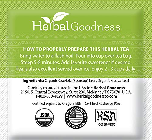 Graviola Leaf Soursop Tea - Organic Soursop Leaves, Hoja de Guanabana Leaves, Cell Support & Regeneration, Calm Relaxation - Caffeine Free