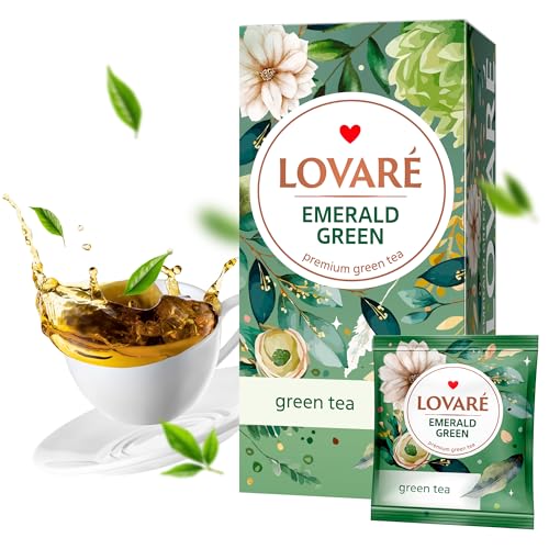 Individually Wrapped Tea Bags By Lovare Made in Ukraine - Black and Green, Floral, Passion Fruit, Huchlebbery Herbal Set with Flowers - Gift Box For Blooming Tea Lovers Men & Women - 48 g (24 tea bags x 2 g each) (Love Blossom)