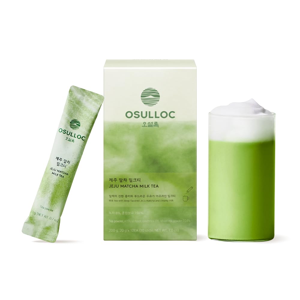 OSULLOC Jeju Matcha Milk Tea Powder Stick Packets, 10 Count
