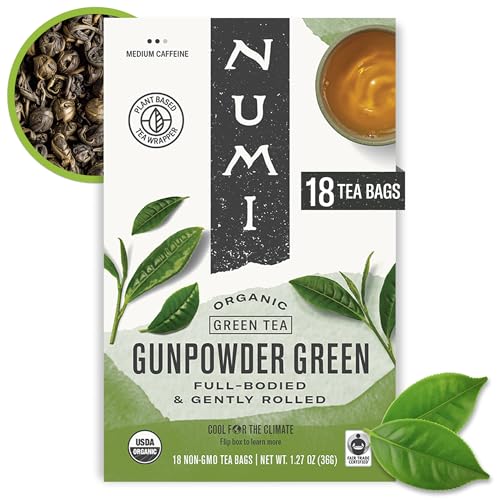 Numi Organic Green Tea with Jasmine, 54 Green Tea Bags Scented with Real Jasmine Flowers, Micro-Plastic Free Compostable Bags