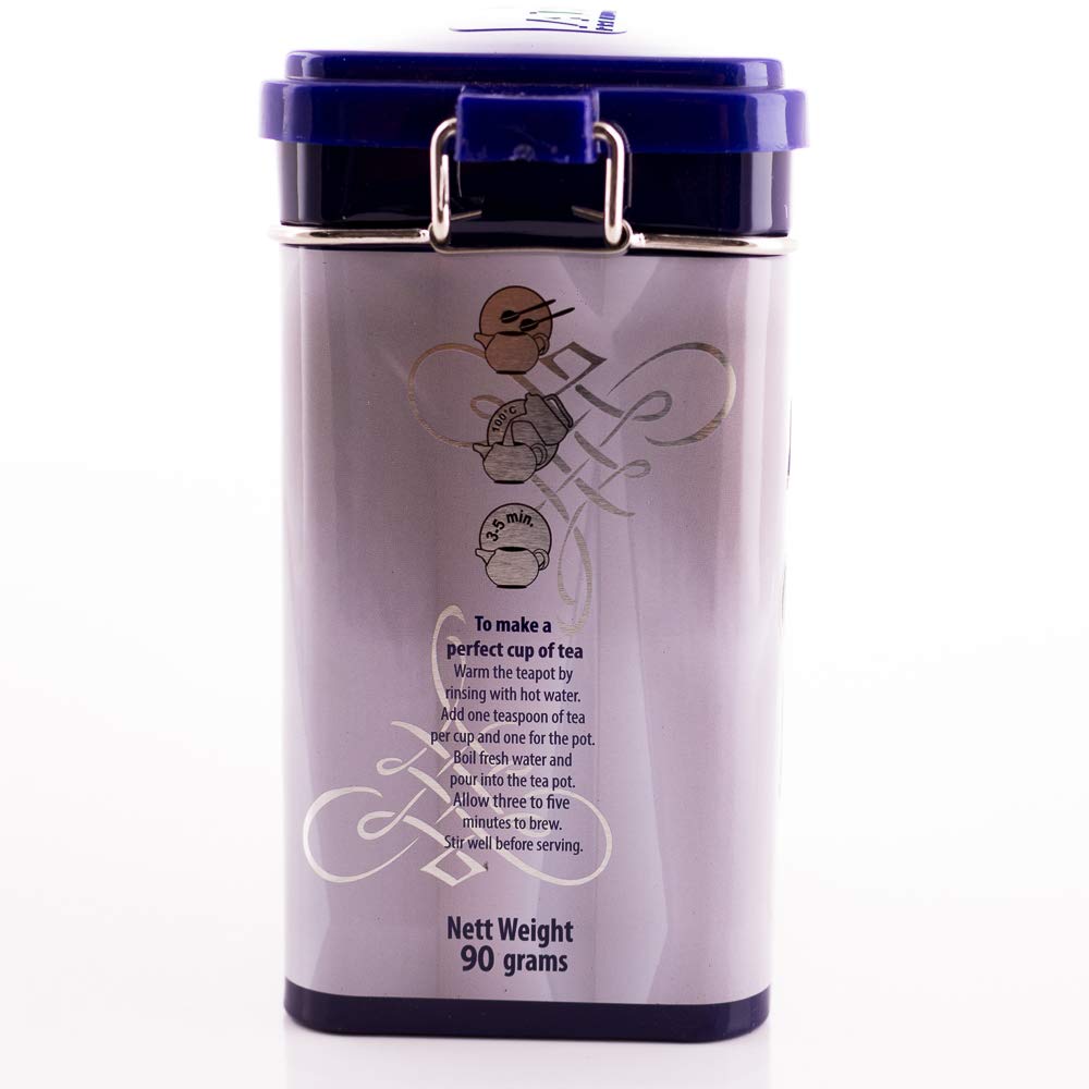 Akbar 100% Pure Ceylon Platinum Leaf Tea Tin (90g) - Premium Orange Pekoe OP1 Black Tea, Vegan, Mountain-Grown Loose Leaves