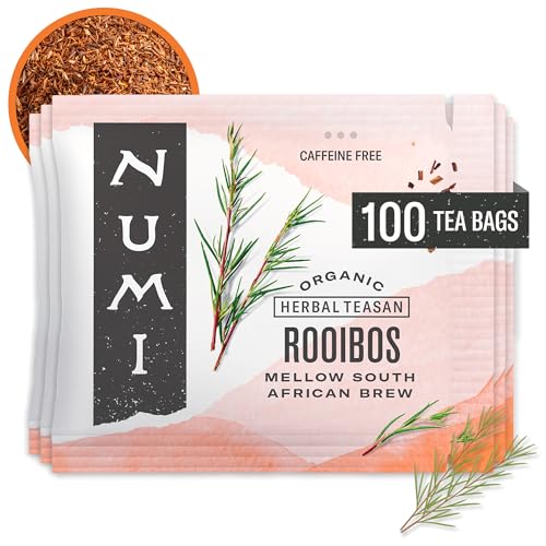 Numi Organic Rooibos Tea, 18 Herbal Tea Bags, Microplastic Free, Packed with Antioxidants, Great for Evening Relaxation