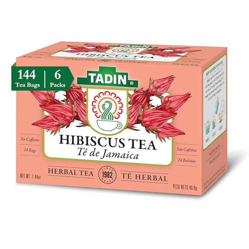 Tadin Lemongrass Herbal Tea, Caffeine Free, 24 Tea Bags Per Box, Pack of 6