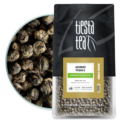 Tiesta Tea - Chinese Jasmine, Loose Leaf, Classic Jasmine Green Tea, Premium Blend, Medium Caffeinated Green Blend, Make Hot or Iced & Brews Up to 25 Cups, 1.8 Ounce Resealable Pouch