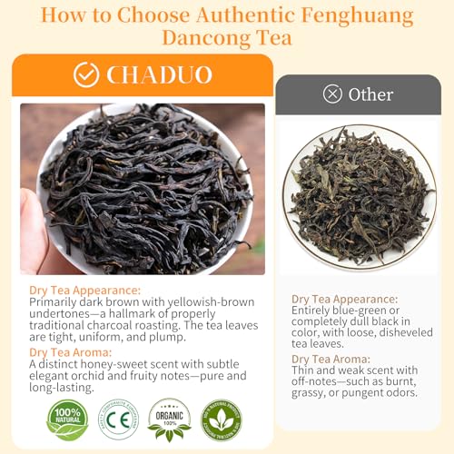 CHADUO Phoenix Dancong Oolong Tea Loose Leaf Phoenix Oolong Tea From Chaozhou Phoenix Mountain Chinese Tea 4.23oz/120g Honey Orchid Fragrance Grade AAA 蜜兰香 凤凰单丛 潮州乌岽单枞茶叶