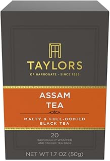 Taylors of Harrogate Assam, Black Tea, Individually Wrapped Bags, 20 Count (Pack of 1), Full-bodied, Satisfying & Malty, Caffeinated, Enjoy Hot or Iced, 20 Teabags