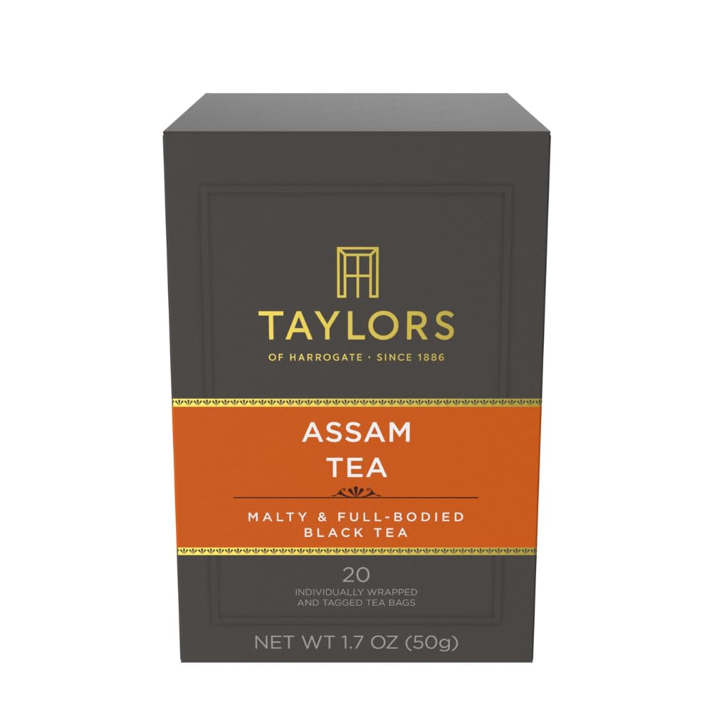 Taylors of Harrogate Assam, Black Tea, Individually Wrapped Bags, 20 Count, Full-bodied, Satisfying & Malty, Caffeinated, Enjoy Hot or Iced