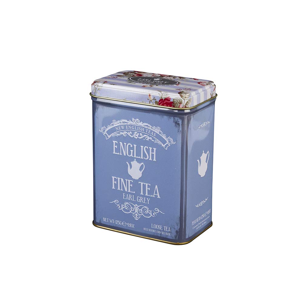 Vintage Floral Tea Tin with Earl Grey Loose Leaf Tea 125g