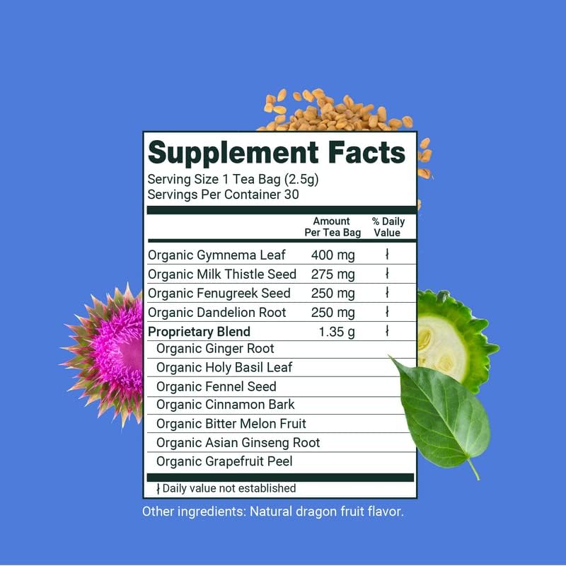 Herbaly Glucose Organic Herbal Tea - Metabolism &amp; Sugar Cravings, 28 Ct
