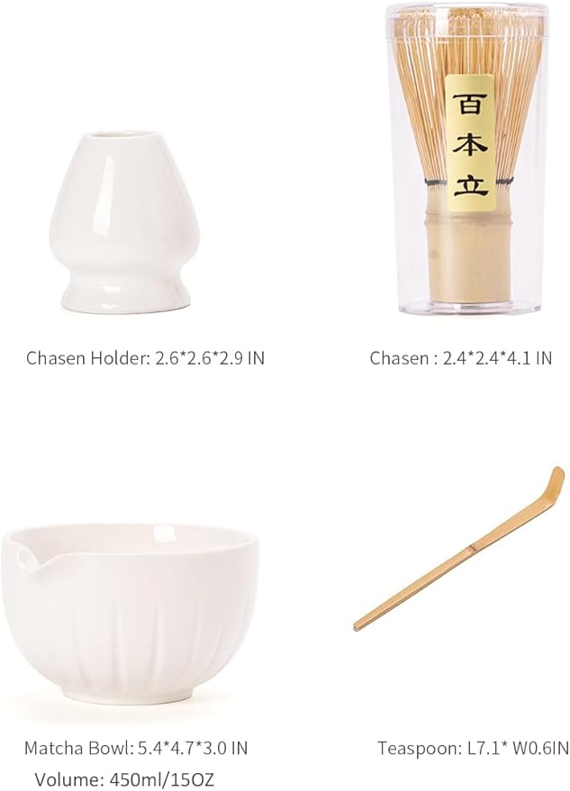 Tang PIN Matcha Set - Match Bowl and Whisk,15 OZ, Matcha Scoop, Matcha Whisk Stand (Chasen Holder)
