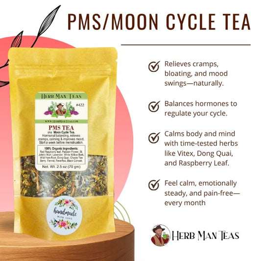 Moon Cycle Herbal TEA — Organic Herbal Blend with Natural, Organic, Non-GMO Made by Master Herbalist Khabir