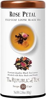 The Republic of Tea - Rose Petal Full-Leaf Loose Black Tea, 2.8 Oz Tin | Steeps 50 Cups | Caffeinated