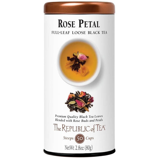 The Republic of Tea - Rose Petal Full-Leaf Loose Black Tea, 2.8 Oz Tin, Steeps 50 Cups, Caffeinated