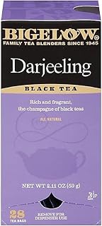 Bigelow Darjeeling Blend Tea 28-Count Box (Pack of 1) Full Caffeine Premium Black Tea Bold and Antioxidant-Rich Full Caffeine Black Tea in Foil-Wrapped Bags