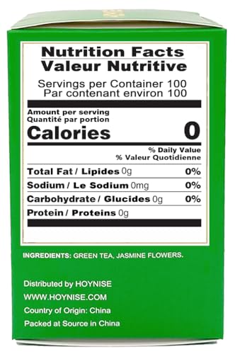 HOYNISE - Jasmine Green Tea Loose Leaf - Zero Bitterness - Naturally Fragrant & Smooth - No Artificial Flavorings & Additives - Enjoy Hot or Iced, 100g/3.5oz