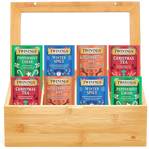 Twinings Christmas Holiday Variety Tea Bag Pack (20 Count), 4 Flavours Include Christmas Tea, Winter Spice, Gingerbread Joy, Peppermint Cheer, Seasonal Gift for Her, Him, Family, Friends