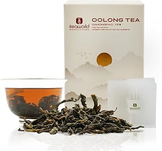 iTeaworld Da Hong Pao - Oolong Loose Leaf - Wuyi Rock Tea, Oolong Tea Loose Leaf Scent Whole Loose leaves for Daily Use, with 20 Eco-Conscious Tea Bags （3.5oz/100g)